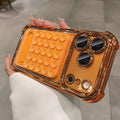 Suitable for iphone 17 pro max phone case, electroplated four-corner shockproof silicone suction cup kickstand case, also compatible with iphone 16