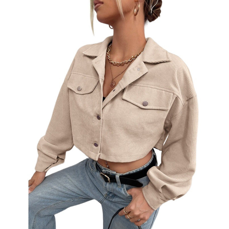 fashion  winter new arrivalretrocasual lapel loose corduroy jacket outwear women