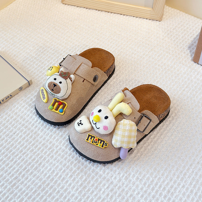 Kids birkenstock shoes women's retroeasiest for matchcute spring autumoutwear cartoon heattech half-slotted forest style birkenstock cotton slippers