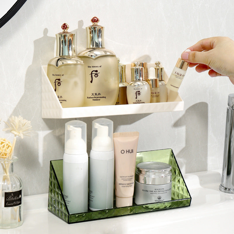 Transparent mirror cabinet organizer - no drilling required, wall-mounted storage rack for bathroom vanity, lipstick & makeup organizer