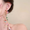 Sakura renewal ~ suitable for spring colorful tassel flower earrings for women, high-end earrings, beautiful dopamine earrings