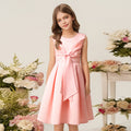European and american style girls' princess dresses, mid-to-large size, silk satin tutu skirt with bow, sleeveless children's dress, vest dress - in stock