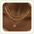 amazon round multi-layer necklace - minimalist, stylish, everyday wear, commute, casual, stackable, geometric choker - wholesale