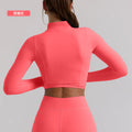 European and american new long-sleeve cardigan yoga top, women's activewear workout jacket, tummy control shaping top, outdoor casual wear