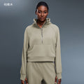 Women's fleece-lined half-zip high neck pullover sweatshirt - autumn/winter warm outerwear top - d25131