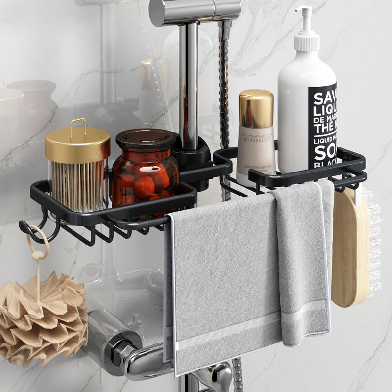 Shower rack Bathroom non-punching space aluminum shower room shower rod storage rack Kitchen faucet drain rack