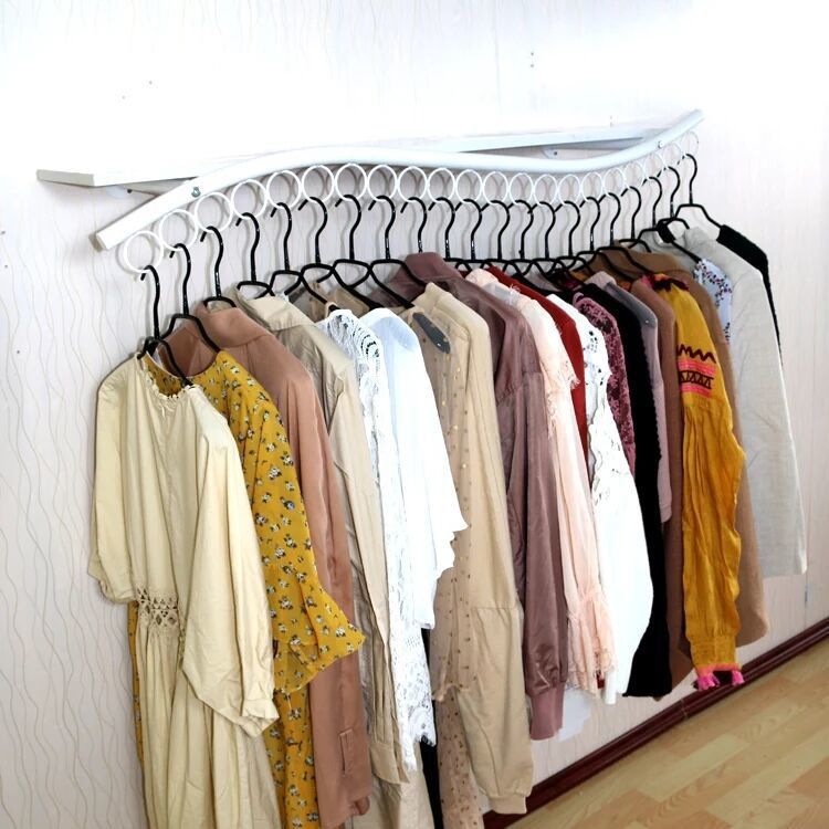 Wall-mounted side rack children's clothing store decoration clothes rack wavy side-mounted women's clothing front-mounted side rack wall-mounted clothes