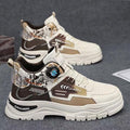 High-top men's shoes spring youth sports waterproofabrasion resistantnon-slipthick solecasualworkwearrotate button boots