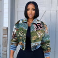 Amazon hot seller:  spring new arrival jacquard european and american style women's long sleeve square neck cropped jacket