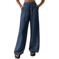 2024 european and american cross-border amazon new fashion women's elegant versatile elastic casual solid color wide leg pants