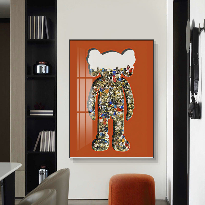 Kaws tide brand living room decorative painting modern real Lego building block cardboard floor hanging painting porch walkway crystal porcelain painting