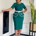 D3339  women's fashion european and american style elegant stretch bodycon short sleeve office lady african plus size dress