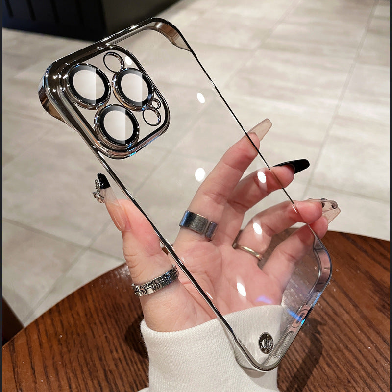 Suitable for iphone 17 mobile phone case electroplated frameless magsafe magnetic glass lens film apple 14 texture
