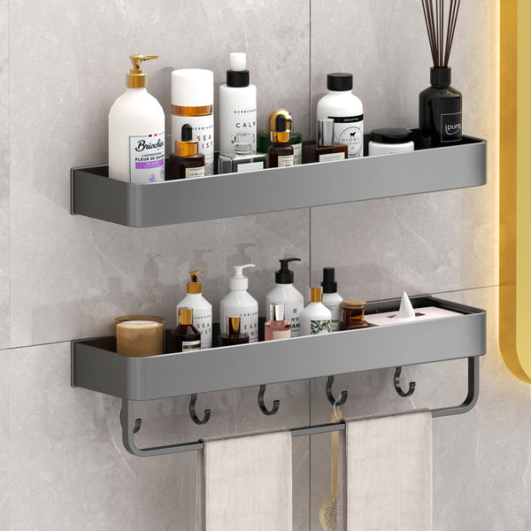 Toilet rack No punching, gun gray, double-layer space aluminum toilet, toilet wall-mounted bathroom storage