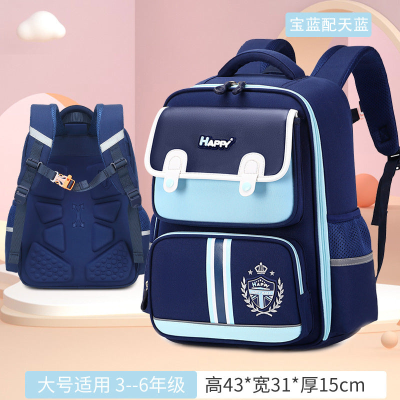 New primary school schoolbag, boys' first to fourth, fifth and sixth grades, boys and girls, lightweight spine protection and burden reduction, large-capacity backpack