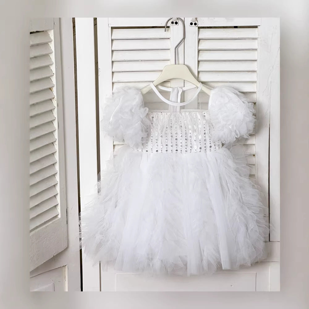 Girls' lantern sleeve short-sleeve dress -  summer new arrival - bubble sleeve princess dress - summer collection