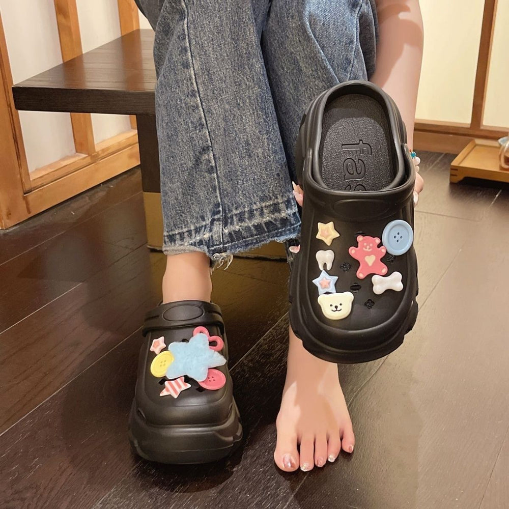 2024 new arrival croc shoes summer women's outwear thick solecute non-slip fashionpopular breathable toe slippers