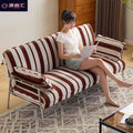 Nordic japanese style solid wood leather sofa - compact, creative, minimalist design for living room or bedroom - available in 3-seater and 2-seater options - natural wood aesthetic