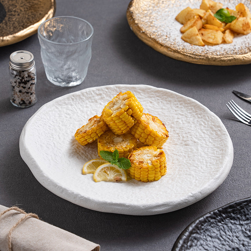 Minimalist chic: high-end, light luxury steak plate for home dining - unique ceramic serving dish for desserts and pastries