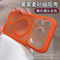 Creative detachable lens compatible iphone 17 pro max soft-touch sand magnetic phone case, iphone 14 drop-proof