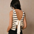 Amazon independent station cross-border women's clothing  spring and summer european and american frenchretrov neckstripescardigan vest sweater