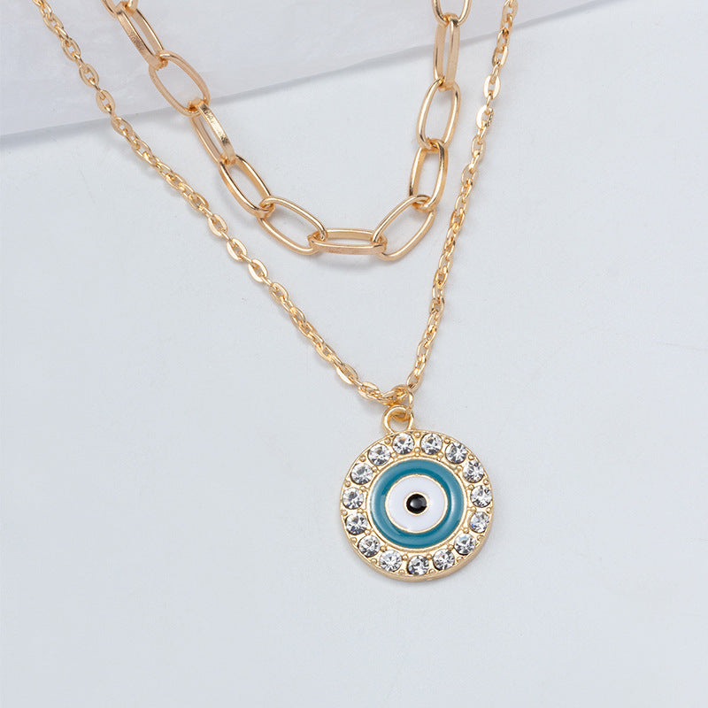 Multi-layered necklace wholesale fashionnew arrival aliexpress jewelry alloy devil's eye punk style hip hop pendant