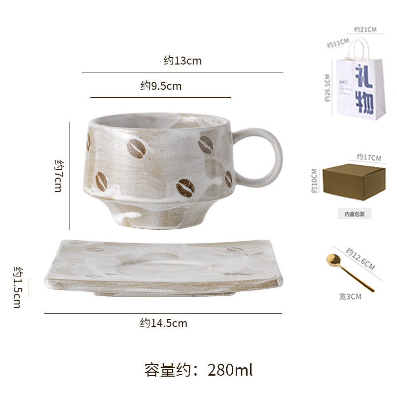 Classy stylish retro coffee cup and saucer suit creative stoneware latte cup for home souvenir mug and saucer