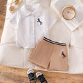 Kids clothing  cross-border new arrivalfashion spring & fallgirl white short-sleeved shirt + khaki shorts