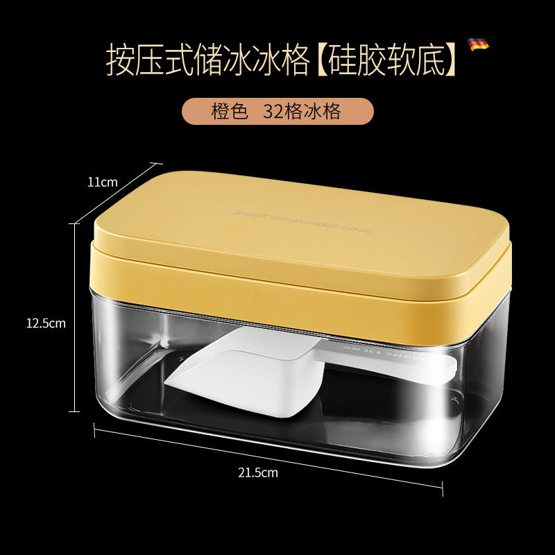 Frozen ice cube mold Ice cube ice machine Household refrigerator Ice box with lid Ice storage box Press type soft silicone ice grid