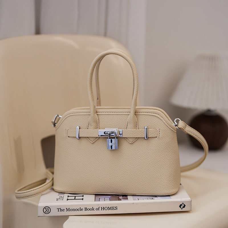 Cross-border retro handbag women's soft leather Kelly bag 2025 new high-end messenger bag versatile shoulder shell bag