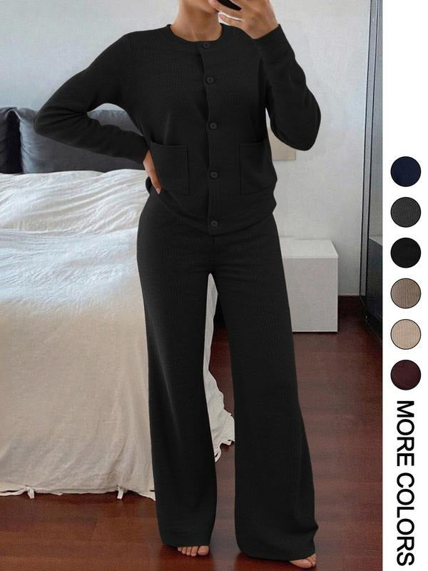 fashionfashionelegantknittingcardigansuitfemalefall and winternew arrivallazy stylecasualsweaterloose pants two