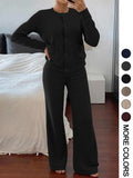 fashionfashionelegantknittingcardigansuitfemalefall and winternew arrivallazy stylecasualsweaterloose pants two