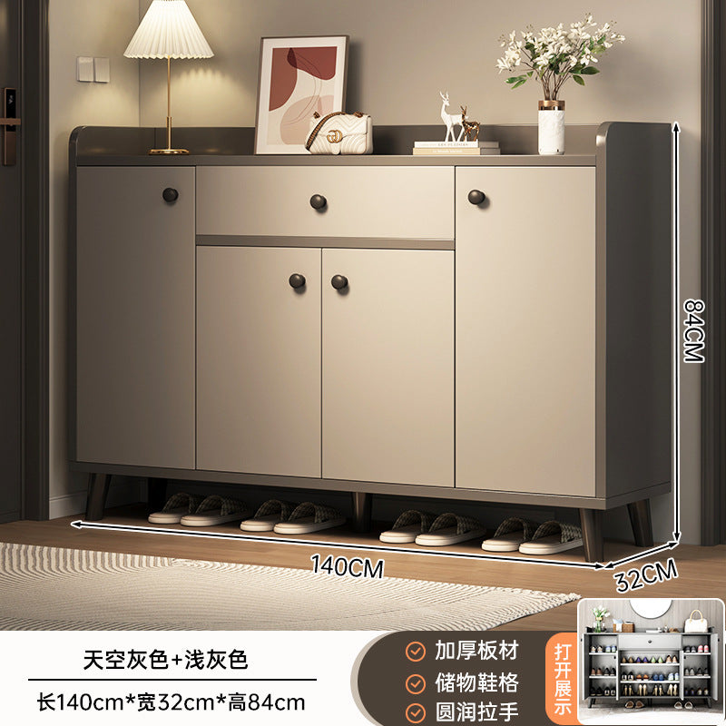 Shoe cabinet household door storage cabinet integrated against the wall simple door porch cabinet locker solid wood legs home shoe rack