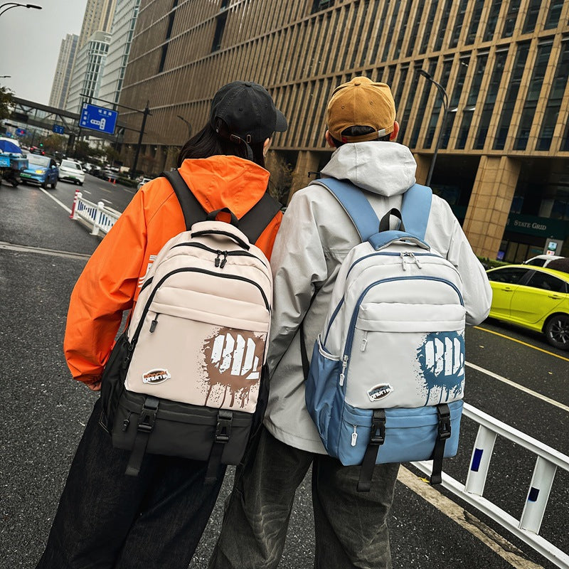 School bag girls trend junior high school high school students large capacity backpack tooling style college students computer travel backpack men