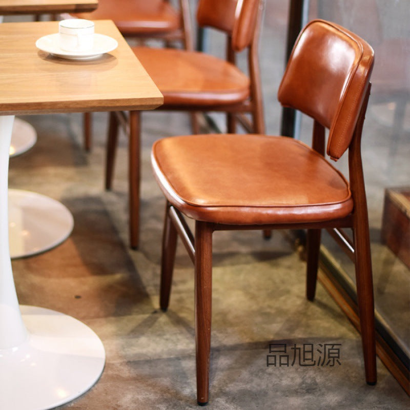 Buffet hot pot shop retro leather dining chair industrial style loft wrought iron chair cafe lounge chair stool