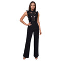C7038 cross-border   independent station fashionfashion women's solid color sleeveless mesh jumpsuit new
