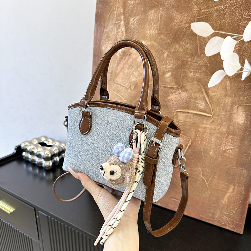 Cross-border this year's popular bag women's 2025 retro color matching texture hand bag foreign style commuting shoulder messenger bag