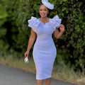 D575 cross-border independent station fashion summer women's beaded ruffle sleeve bodycon party dress african dress