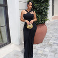 European and american style solid color women's party dress - slim fit bodycon sleeveless maxi dress with cinched waist for an elegant and slimming look