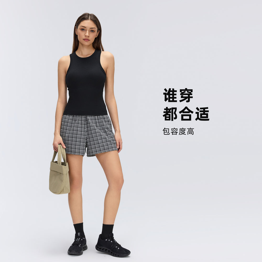 Women's casual sports shorts - bubble plaid, elastic waist, running training shorts, summer quick-dry fitness pants d26033