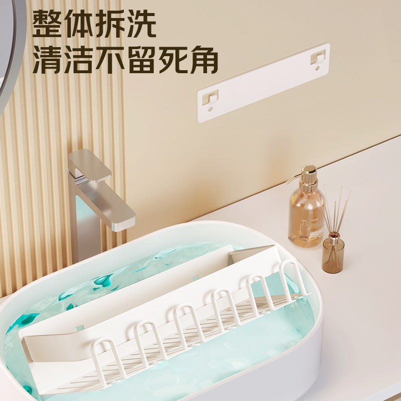 Wide new product toothpaste toothbrush rack, no punching space aluminum bathroom brushing mouthwash cup wall hanging set