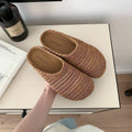 Breathable frenchniche style hand-woven cut out toe-cap half-slippers for women summeroutwear roman style thick sole mule shoes