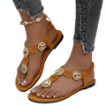 Plus size women's european and american sandals -  bohemian rhinestone comfortable breathable versatile elastic band thong sandals