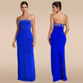 C7218 cross-border   fashion women's bandeau sexy beaded slit backless dress