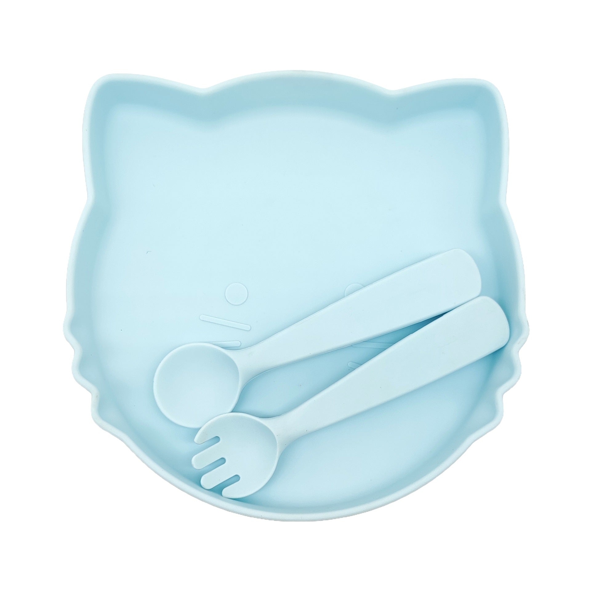 Cross-border hot-selling children's tableware sets, food-grade silicone dinner plates, anti-drop baby food, silicone spoons, tableware