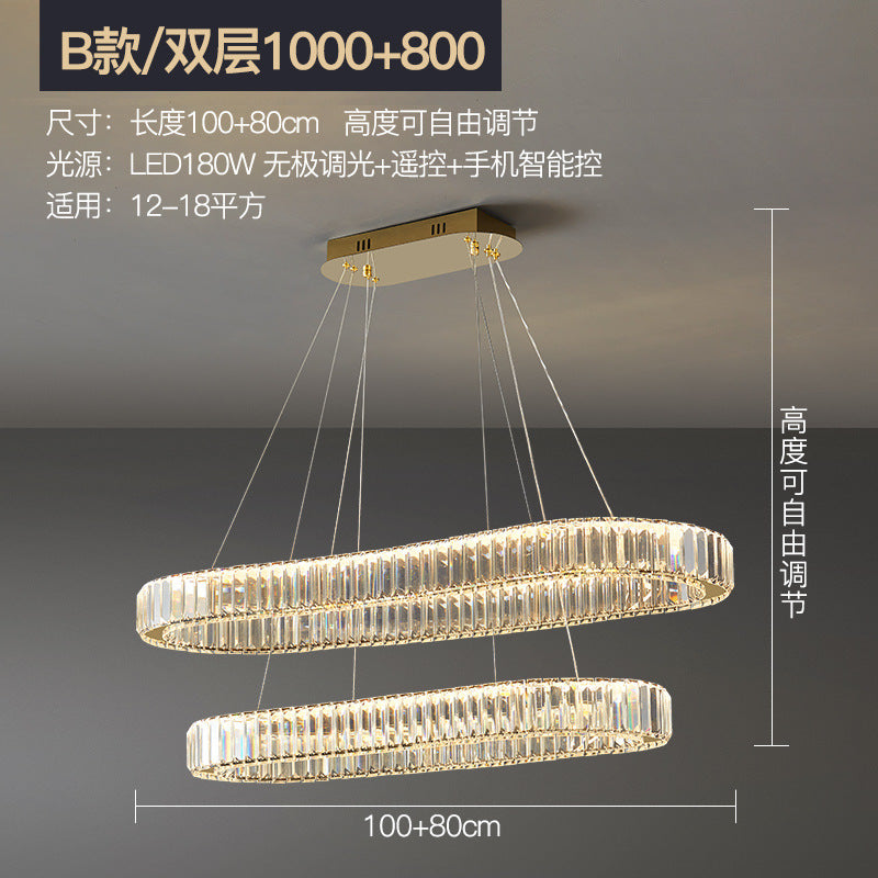 Living room crystal chandelier light luxury combination modern simple dining room master bedroom light 2022 new whole house package lighting