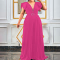 C8452 in stock  summer new  foreign trade plus size women's mesh patchwork pleated cross-border jumpsuit