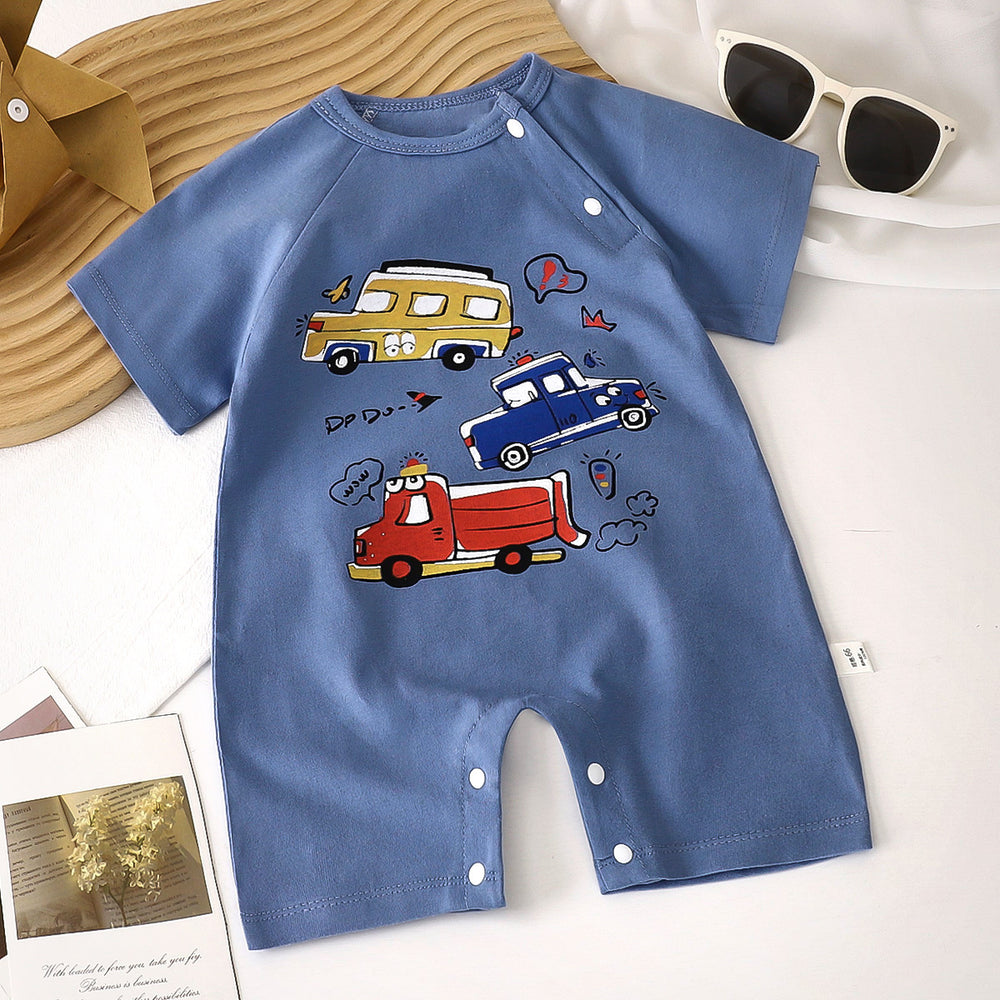 Baby clothes summer thin pure cotton air-conditioning clothes pajamas newborn baby short-sleeved onesie baby outing khaki crawling