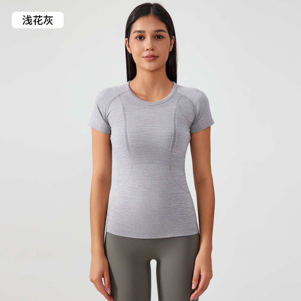 Spring/summer new women's short-sleeve crew neck sports t-shirt - running, fitness, slim-fit, breathable yoga top - s2067