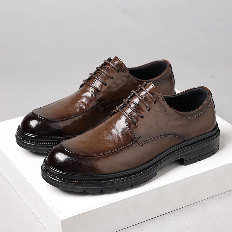 Genuine leather hand-crafted texture dress shoes for men - formal, casual, business, commute, office, soft sole, wedding, groom shoes